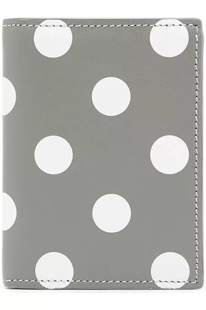 Comme des Garçons Wallets - Polka dot-print leather cardholder - Grey