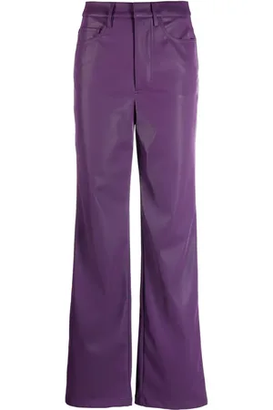 AERON ribbed straight-leg trousers - Purple