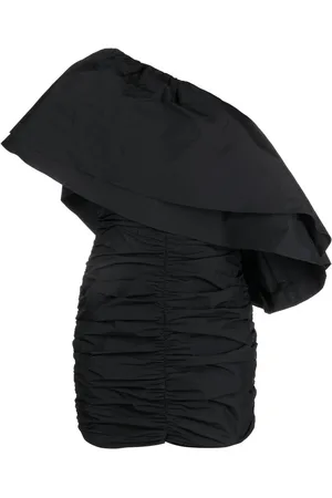 ROTATE Taft pleated one-shoulder minidress