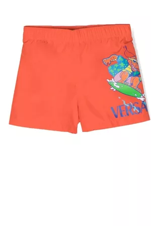 VERSACE Swim Shorts - Graphic-print swim shorts - Orange