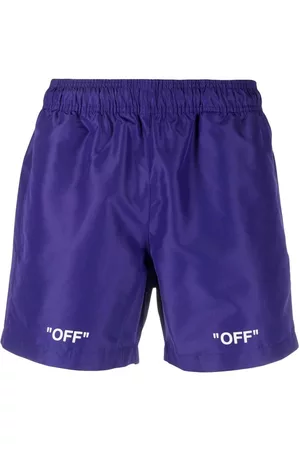 OFF-WHITE Men Swim Shorts - Logo print swim shorts - Purple