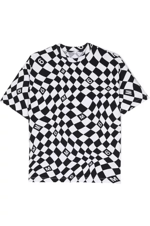 Maison Margiela Girls T-shirts - Warp check pattern cotton T-shirt - Black
