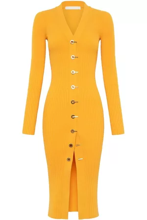 DION LEE Ribbed cardigan dress - Yellow