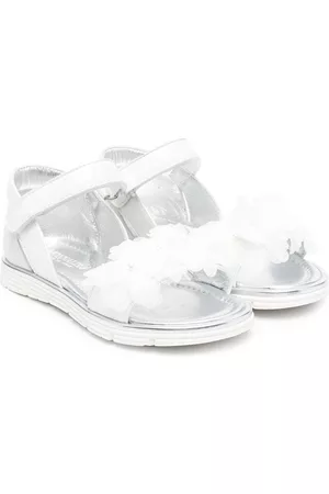 MONNALISA Sandals - Floral-appliqué touch-strap sandals - White