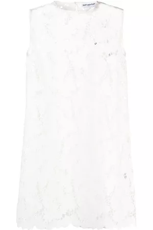 Self-Portrait Floral-lace detail shift dress - White