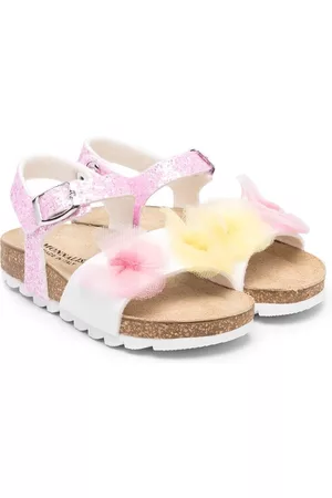 MONNALISA Sandals - Floral-appliqué open toe sandals - Pink