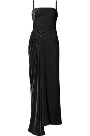 Proenza Schouler Women Evening Dresses - Ruched-detail silk velvet gown - Black