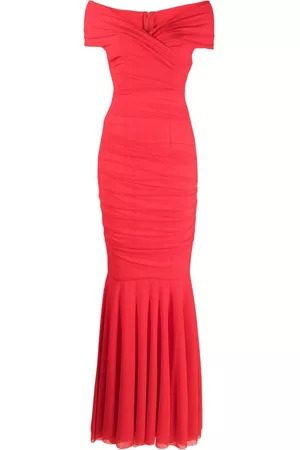 TALBOT RUNHOF Ruched-detail fitted dress - Red