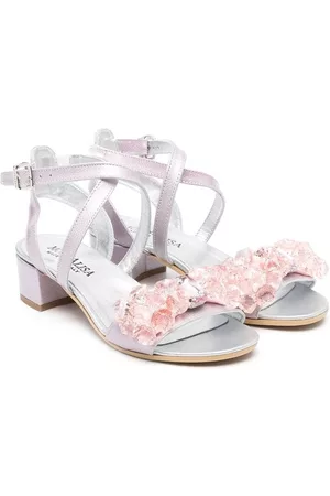 MONNALISA Sandals - Crystal-embellished open toe sandals - Pink