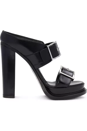 Alexander McQueen Women Platform Sandals - 120mm leather platform sandals - Black