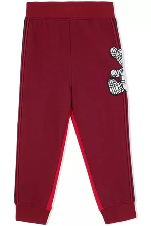 Burberry Thomas Bear appliqué cotton track trousers - Red