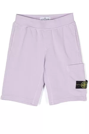 Stone Island Boys Shorts - Logo-patch track shorts - Purple