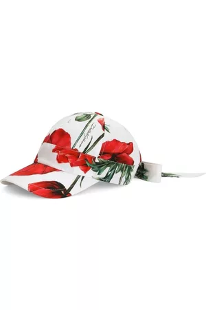 Dolce & Gabbana Caps - All-over poppy-print baseball cap - White