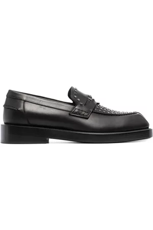 VERSACE Men Loafers - Square-toe studded loafers - Black