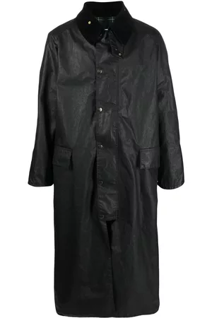 Maison Margiela Men Trench Coats - Wax-coated trench coat - Black