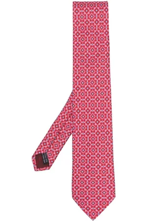 Salvatore Ferragamo Men Bow Ties - Royal silk graphic print tie - Red