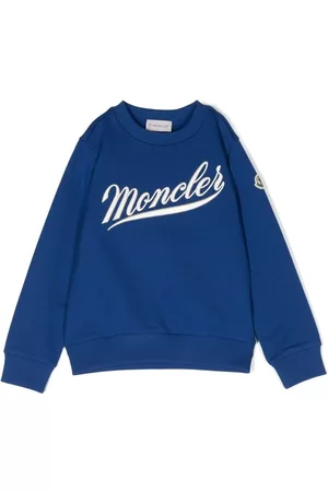 Moncler Boys Hoodies - Embroidered-logo cotton sweatshirt - Blue