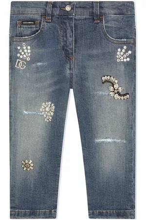 Dolce & Gabbana Slim Jeans - Sequin-embellished slim jeans - Blue