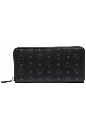 Large Zip Around Wallet in Visetos Original Black