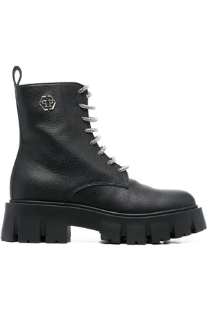 Philipp Plein Logo-plaque lace-up leather boots