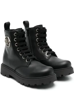 Philipp Plein Hexagon logo leather boots