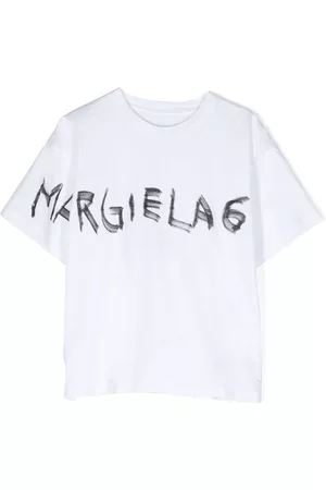 Maison Margiela Boys Short Sleeved T-Shirts - Logo-print short-sleeve T-shirt - White