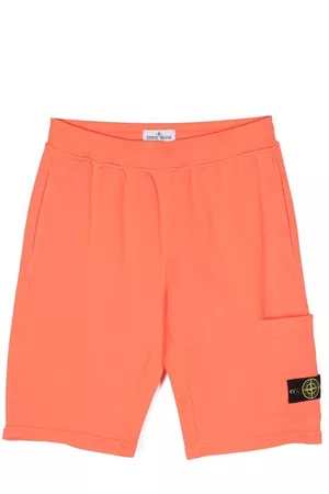 Stone Island Boys Shorts - Logo-patch track shorts - Orange