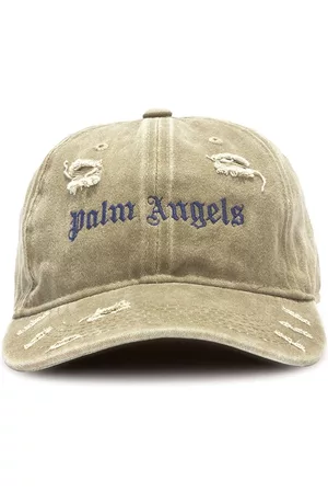 Palm Angels Caps - Ripped logo cap - Green