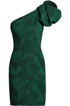 Tadashi Shoji Women Graduation Dresses - One-shoulder puff sleeve dress - Green