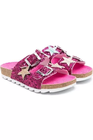 MONNALISA Sandals - Sequin buckled slides - Pink