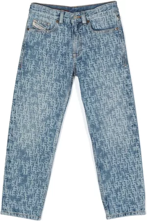 Diesel Straight Jeans - Logo-print straight-leg jeans - Blue