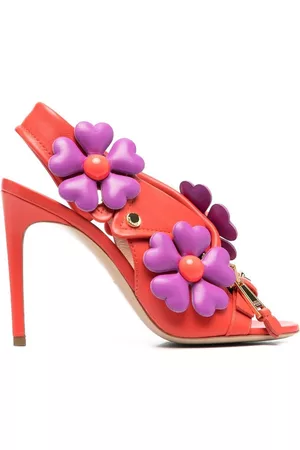 Moschino Floral-appliqué 100mm pumps - Red