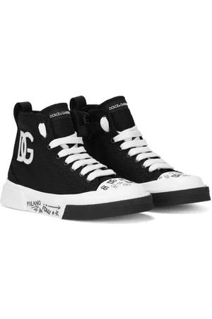 Dolce & Gabbana Boys High Top Sneakers - Logo-patch high-top sneakers - Black