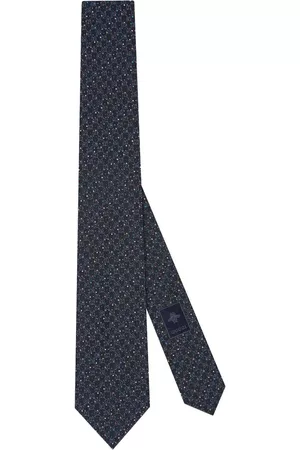 Gucci Men Bow Ties - GG dots silk jacquard tie - Blue