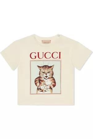 Gucci T-shirts - Baby Cat-print T-shirt - Neutrals
