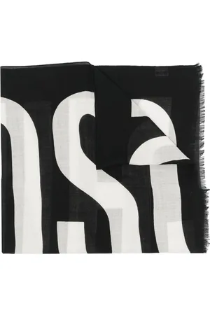 Moschino Logo-print frayed-edge scarf