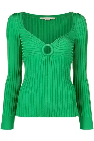 Stella McCartney Women Tops - Cut-out ribbed knitted top - Green