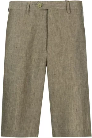 Etro Straight-leg linen Bermuda shorts - Green