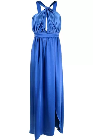 Pinko Women Evening Dresses - Ruched satin gown - Blue