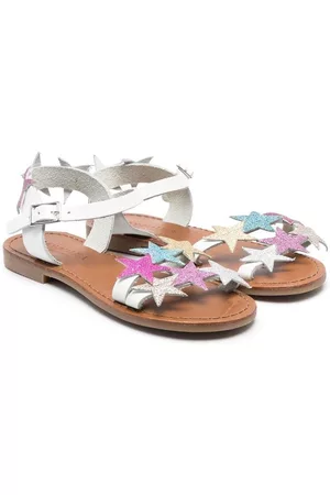 MONNALISA Leather star-patch design sandals - Blue