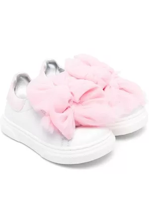 MONNALISA Sneakers - Leather bow-detail sneakers - White