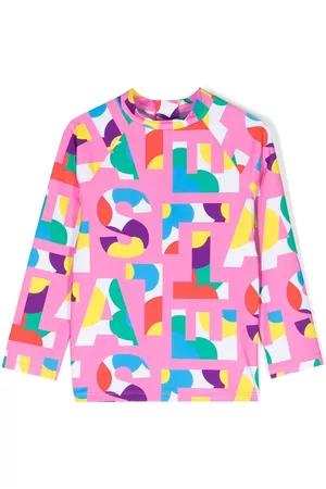 Stella McCartney Girls Bandeau Bikinis - Logo-print rashguard top - Pink
