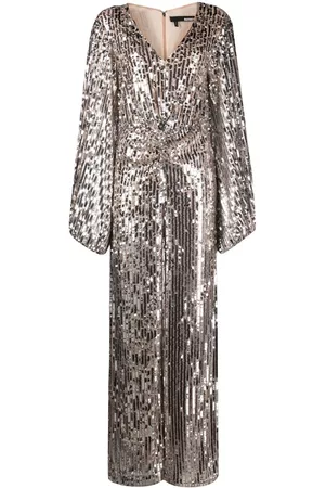 ROTATE Women Sequin flared jumpsuits - V-neck sequin jumpsuit - Silver