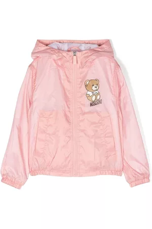 Moschino Girls Fleece Jackets - Teddy bear-motif hooded jacket - Pink