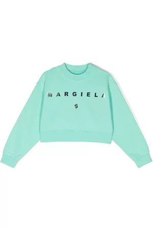 Maison Margiela Metallic logo-print sweatshirt - Blue