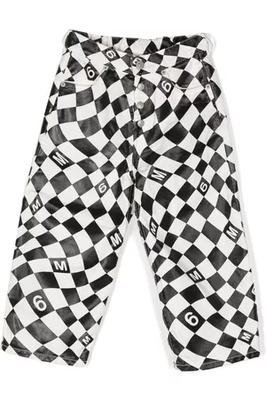 Maison Margiela Jeans - Checkered logo-print jeans - White