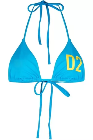 Dsquared2 Women Bikini Tops - Logo-print halterneck bikini top - Blue