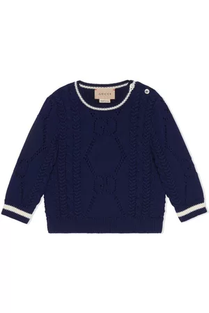 Gucci Sweaters - Logo-stitch crew-neck jumper - Blue
