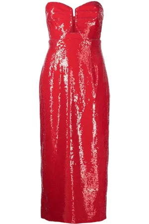 Roland Mouret Sequinned pencil midi dress - Red
