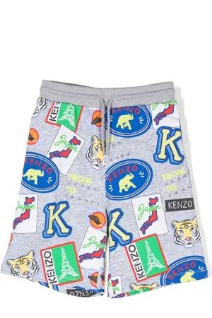 Kenzo Sticker-print side-stripe shorts